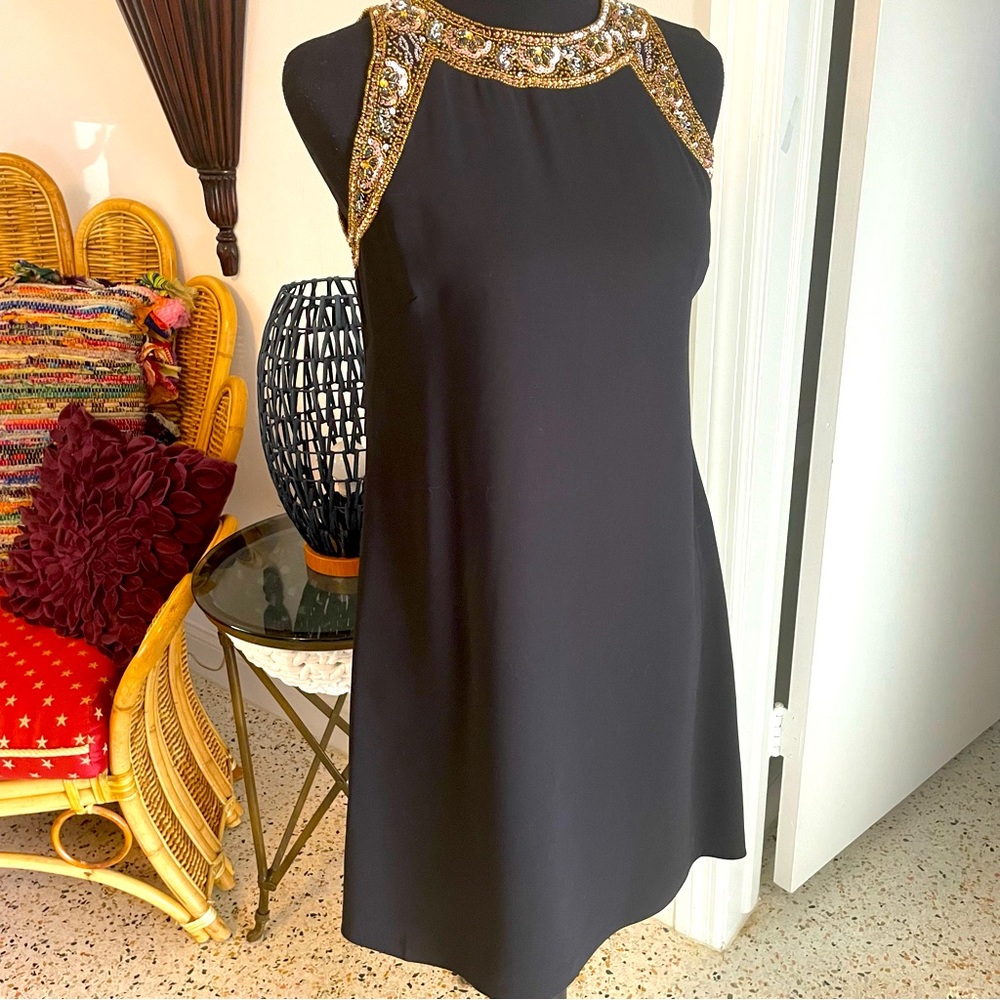 Aidan Mattox Designer Black Evening Dress! Sequin & Bead Embellishment. Special